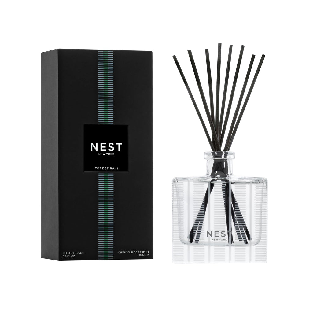 NEST New York Reed Diffuser, Bamboo - 5.9 fl oz - Fragrance for Up to 90 Days - Reusable, Refillable Glass Holder - Includes 8 All-Natural Reed Sticks - Flame Free