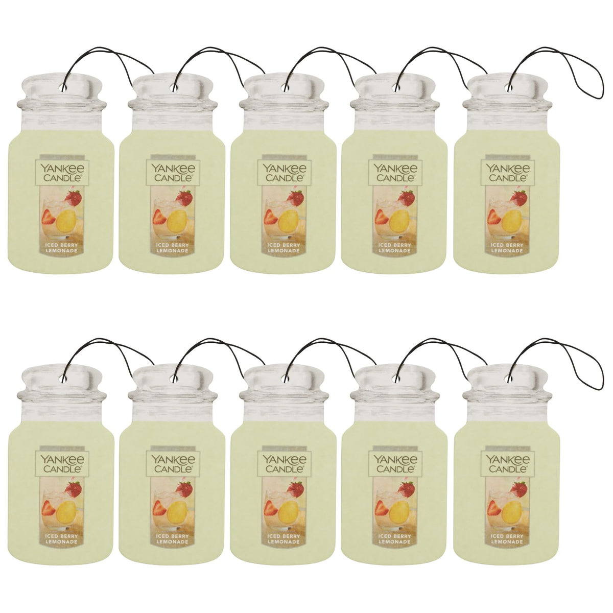 Yankee Candle Classic Paper Car Jar Air Freshener, Hanging Car Freshener, Long Lasting Car Fragrance, Midsummer’s Night (Pack of 6)