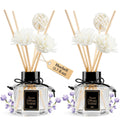 TonJin 2PCS Lavender Reed Diffuser Set 1.7 fl oz with 6 Scent Sticks, Calming Essential Oil Diffuser Sticks for Home, Relaxing Home Fragrance for Bedroom & Bathroom, Natural Non-Toxic Air Freshener