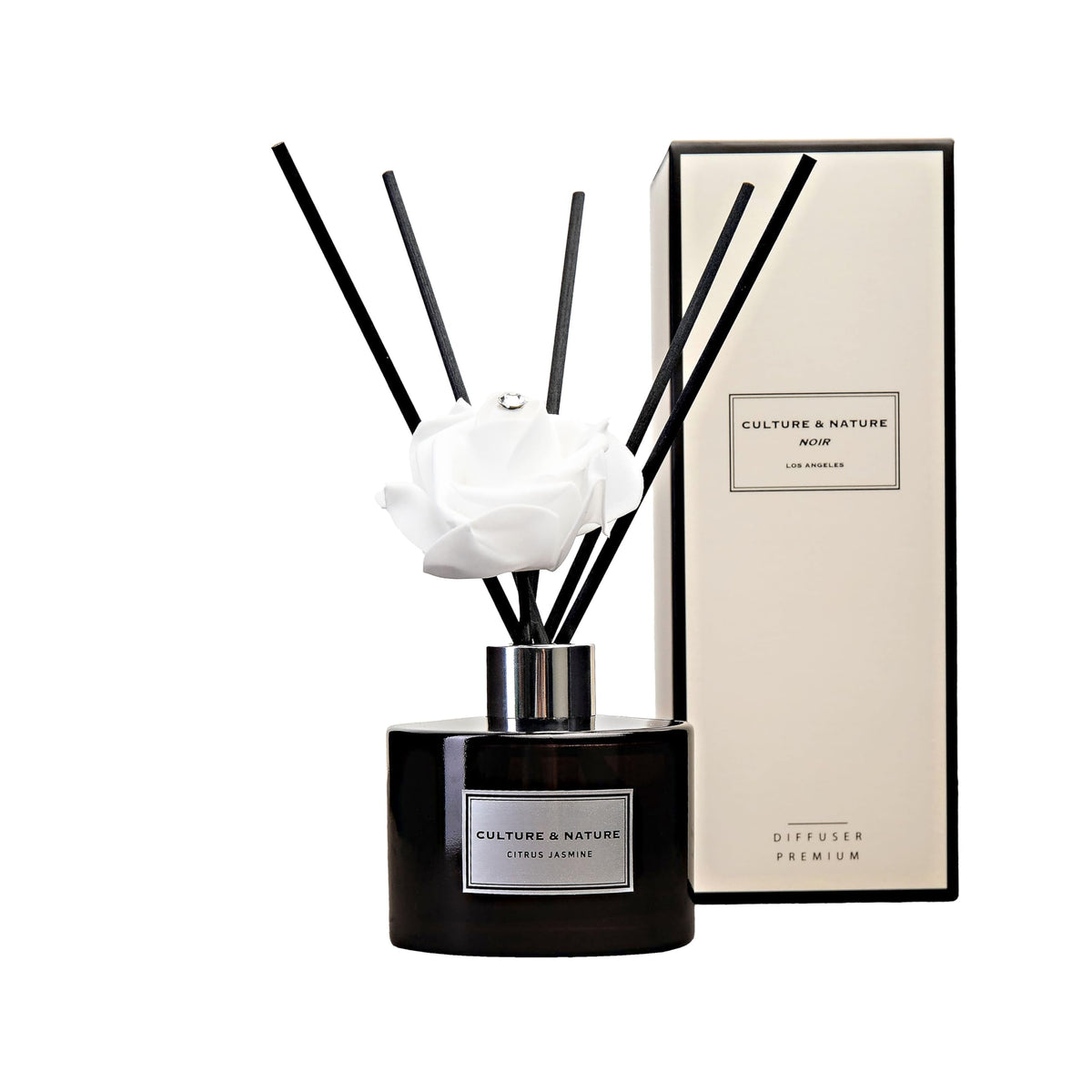 CULTURE & NATURE Reed Diffuser Set 6.7oz (200ml) Clean Cotton Scented Diffuser with Sticks Home Fragrance Reed Diffuser for Bathroom Shelf Decor