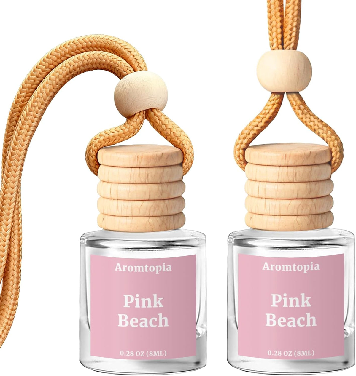 Car Air Fresheners 2 Packs, Aromtopia Pink Beach Essential Oil Freshener for Cars, Cute Hanging Car Fragrance Diffuser for Women & Men, Long-Lasting Car Fragrance Gift