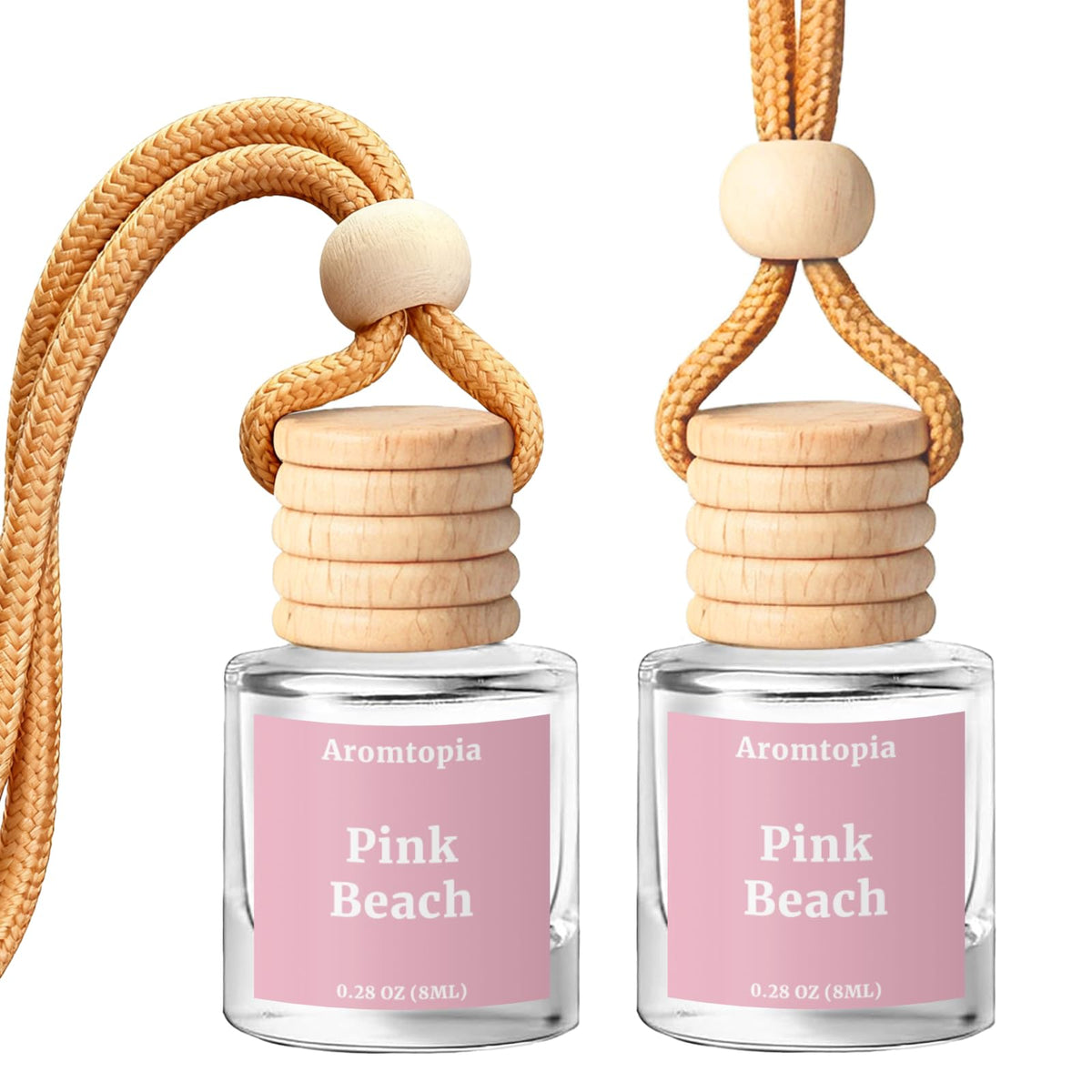 Car Air Fresheners 2 Packs, Aromtopia Pink Beach Essential Oil Freshener for Cars, Cute Hanging Car Fragrance Diffuser for Women & Men, Long-Lasting Car Fragrance Gift