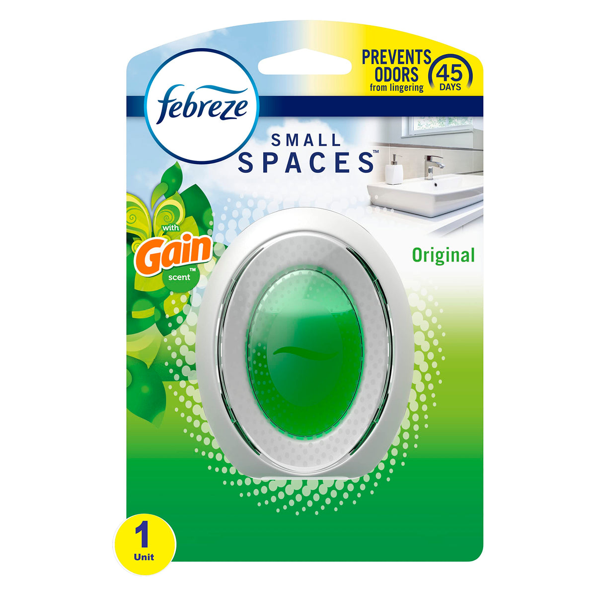 Febreze Bathroom Air Freshener, Odor-Fighting, Plug-in Alternative, Air Fresheners for Small Spaces in Home, Bathroom, Kitchen, & Closet, Pet & Litter Box Odor Fighter, Gain Original Scent, 4ct