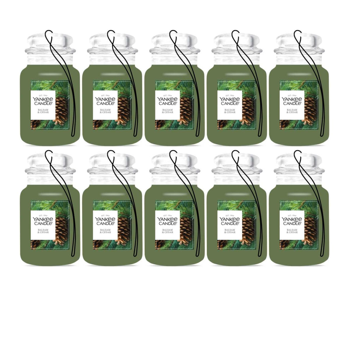 Yankee Candle Classic Paper Car Jar Air Freshener, Hanging Car Freshener, Long Lasting Car Fragrance, Midsummer’s Night (Pack of 6)