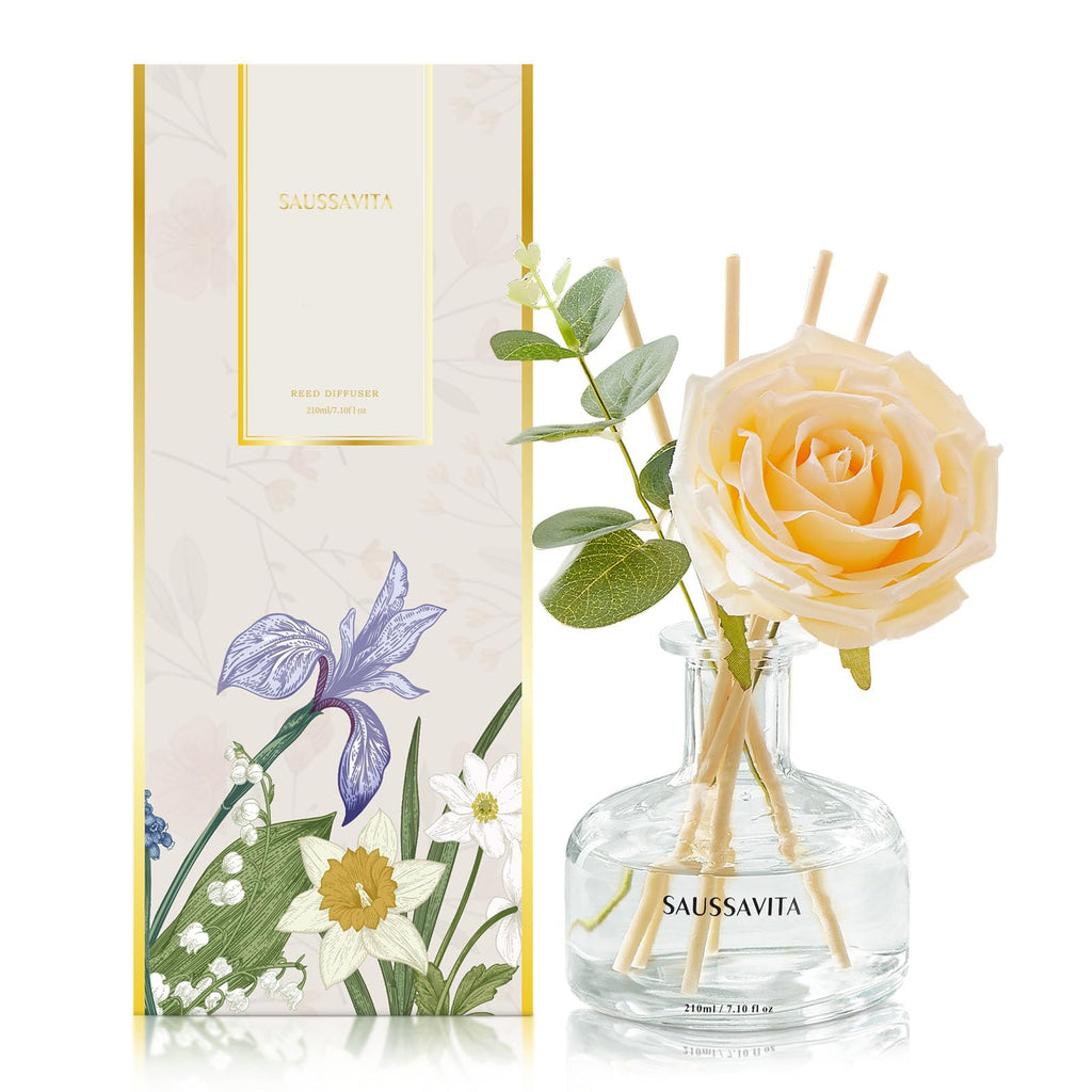 Reed Diffusers Set, 7.10 oz Flower Scented Diffuser with 7 Sticks, Long Lasting Home Fragrance for 120 Days, Perfect for Bathroom, Shelf Decor, Air Fresheners