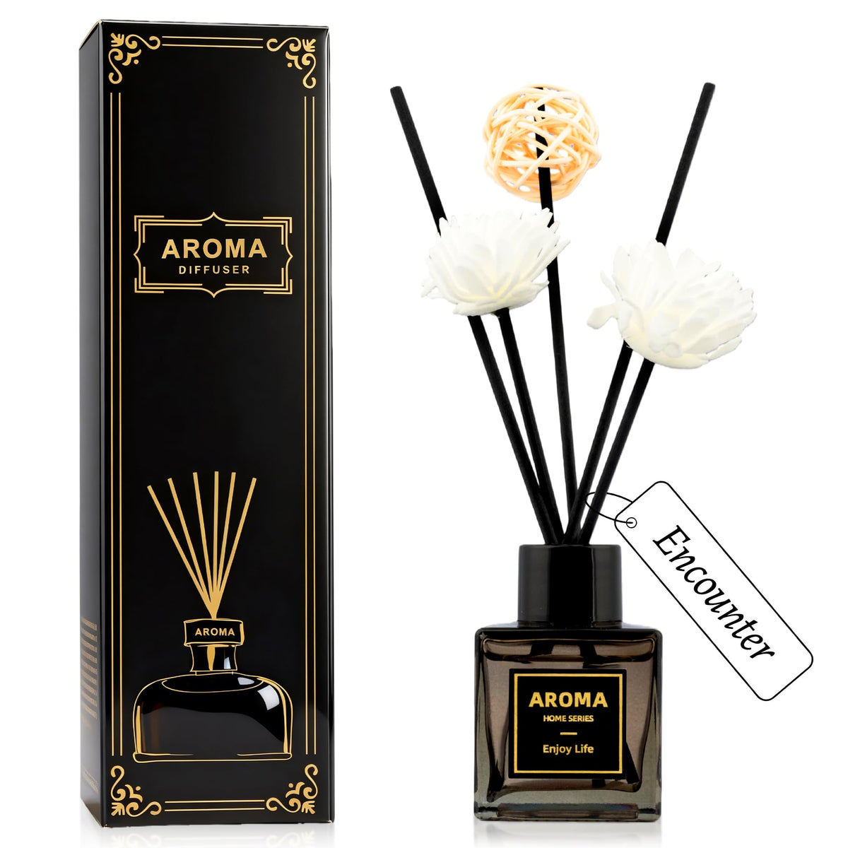 2PCS Reed Diffuser Set, 1.7 oz Scent Diffuser with Sticks, Jasmine Scent