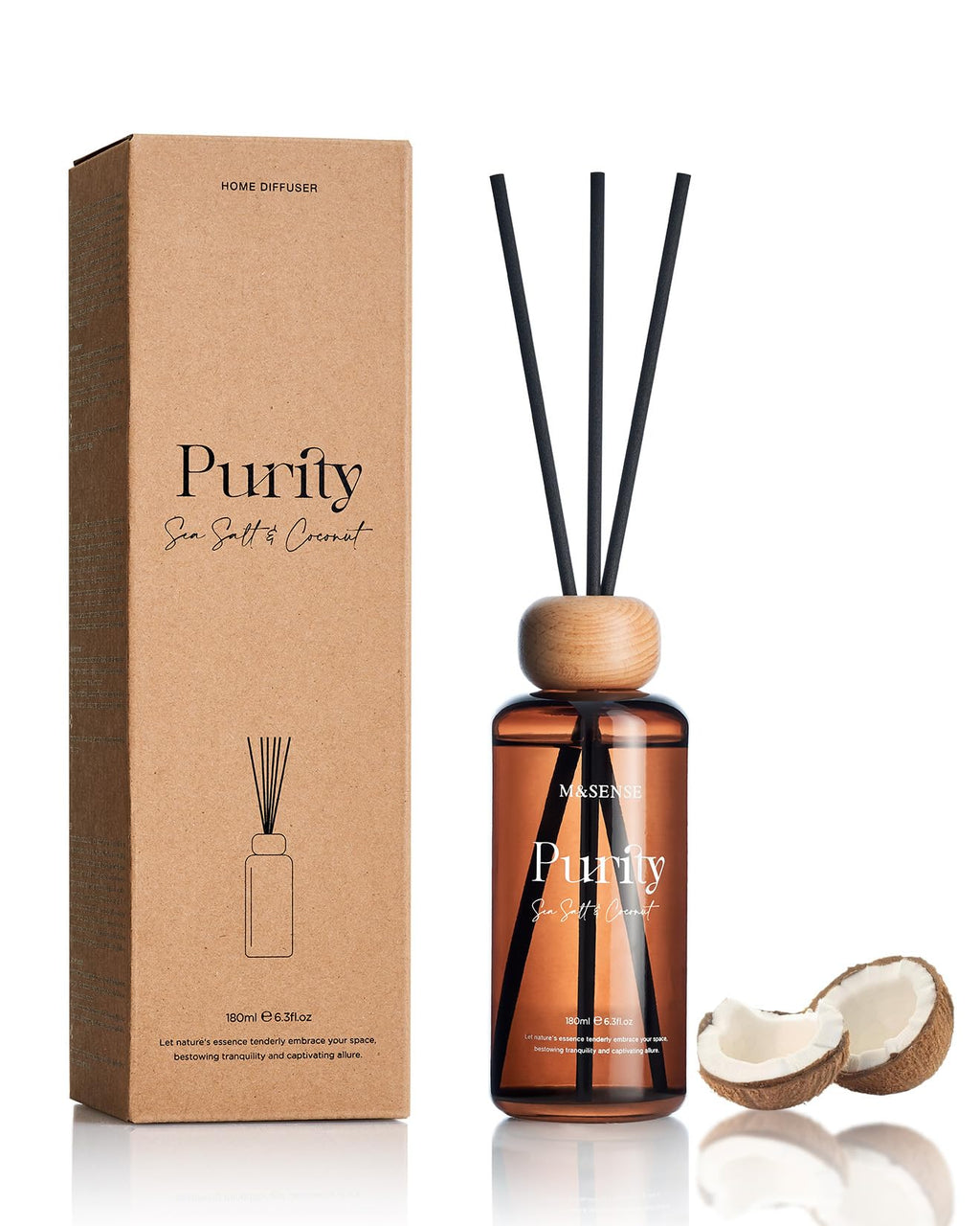 M&SENSE Reed Diffuser, Cinnamon Vanilla, 7.04 oz Natural Essential Oil