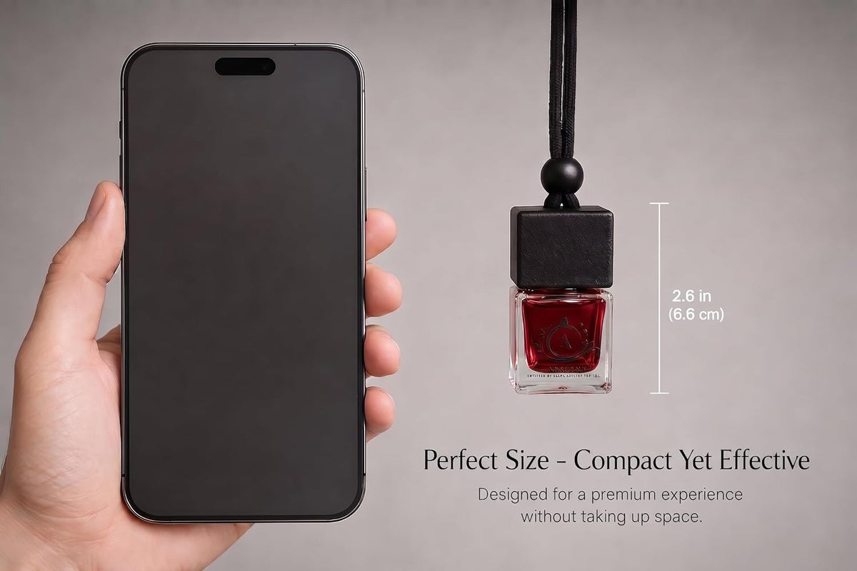 Roug-540 Luxury Car Air Freshener – Premium Hanging Diffuser, Long-Lasting Fragrance Oil, Elegant Glass Bottle with Leather Cap, Car Perfume for Men & Women (Up to 45 Days Freshness)