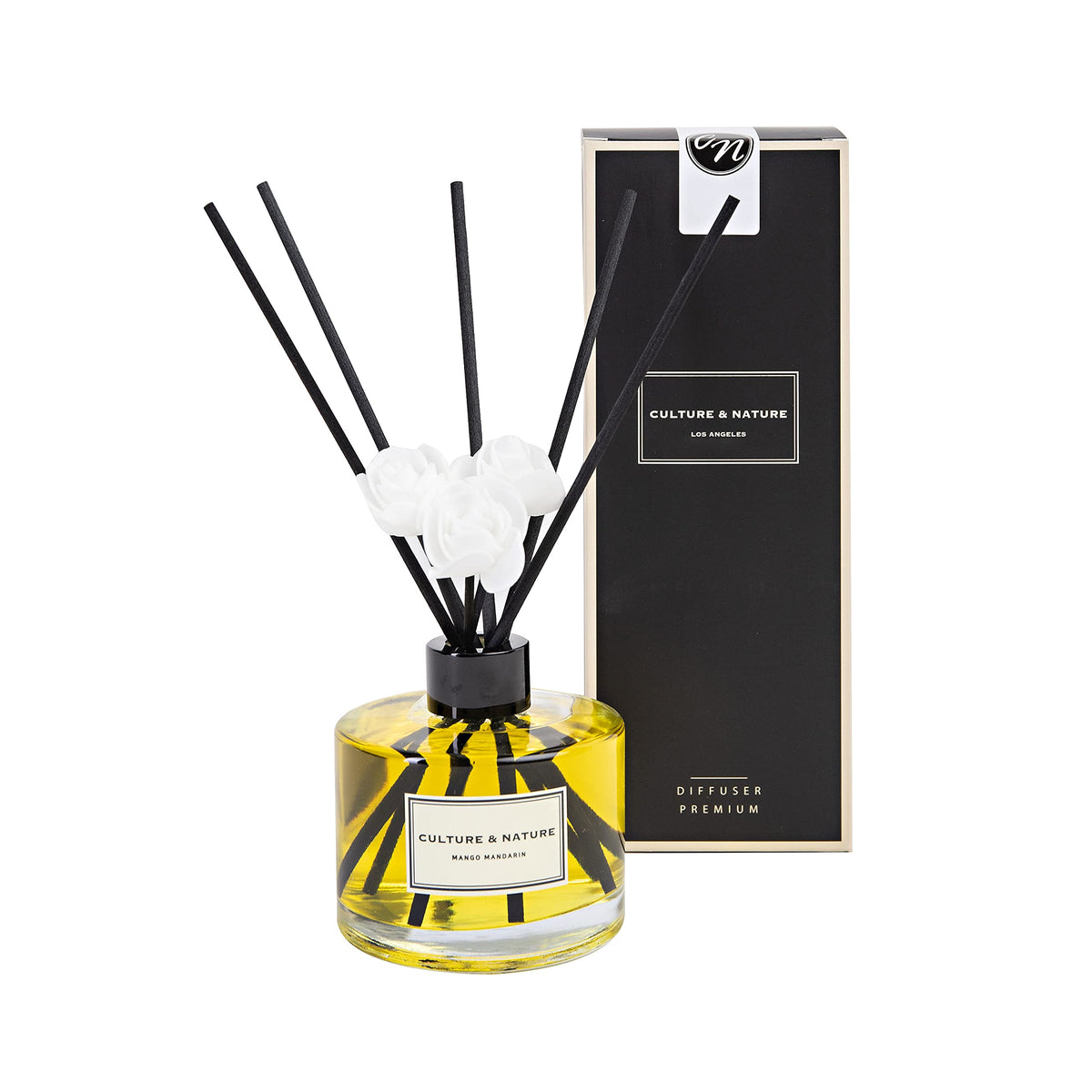 CULTURE & NATURE Reed Diffuser Set 6.7oz (200ml) Clean Cotton Scented Diffuser with Sticks Home Fragrance Reed Diffuser for Bathroom Shelf Decor