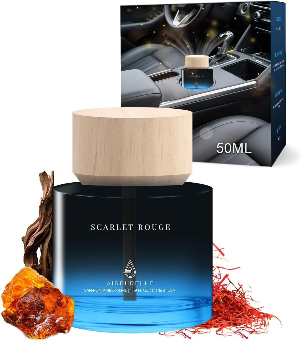 Car Air Freshener 50ML (1.7 FL OZ) Car Air Fresheners Perfume - Mahogany Teakwood Fragrance Oil Air Diffuser for Car, 180+ days Long Lasting Fragrance, Wooden Cup Design Car Fresheners, Made in USA