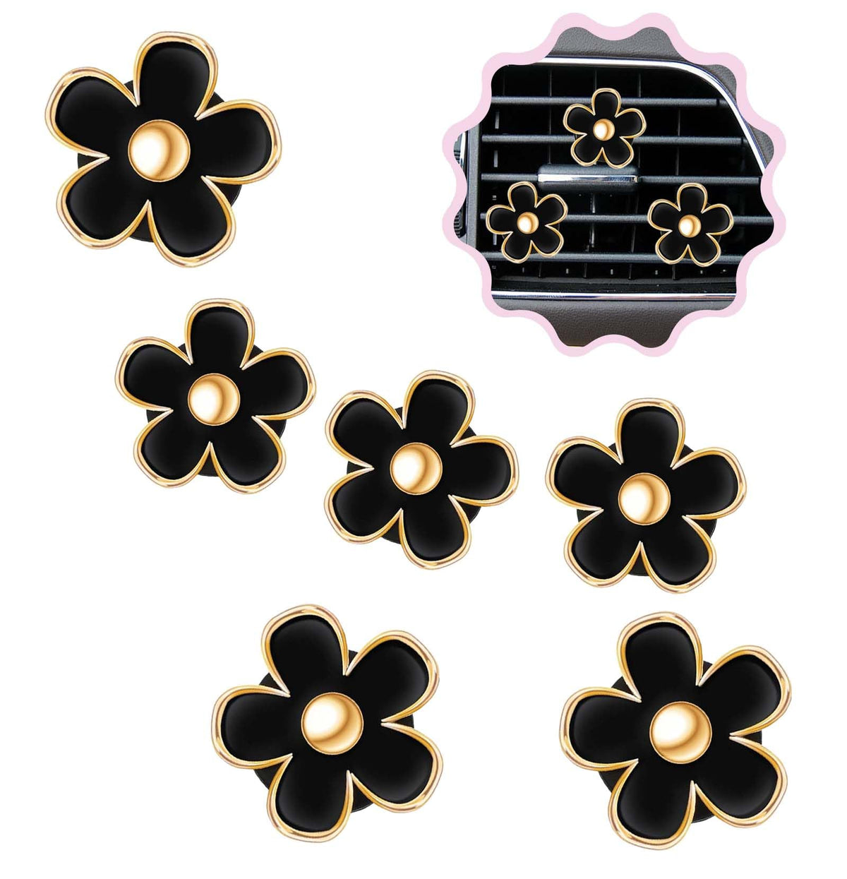6 Pcs Daisy Flower Air Vent Clip Air Conditioning Outlet Clip Car Air Freshener Clip Car Interior Decor Charm Colorful Car Interior Accessories for Girls Women (White)