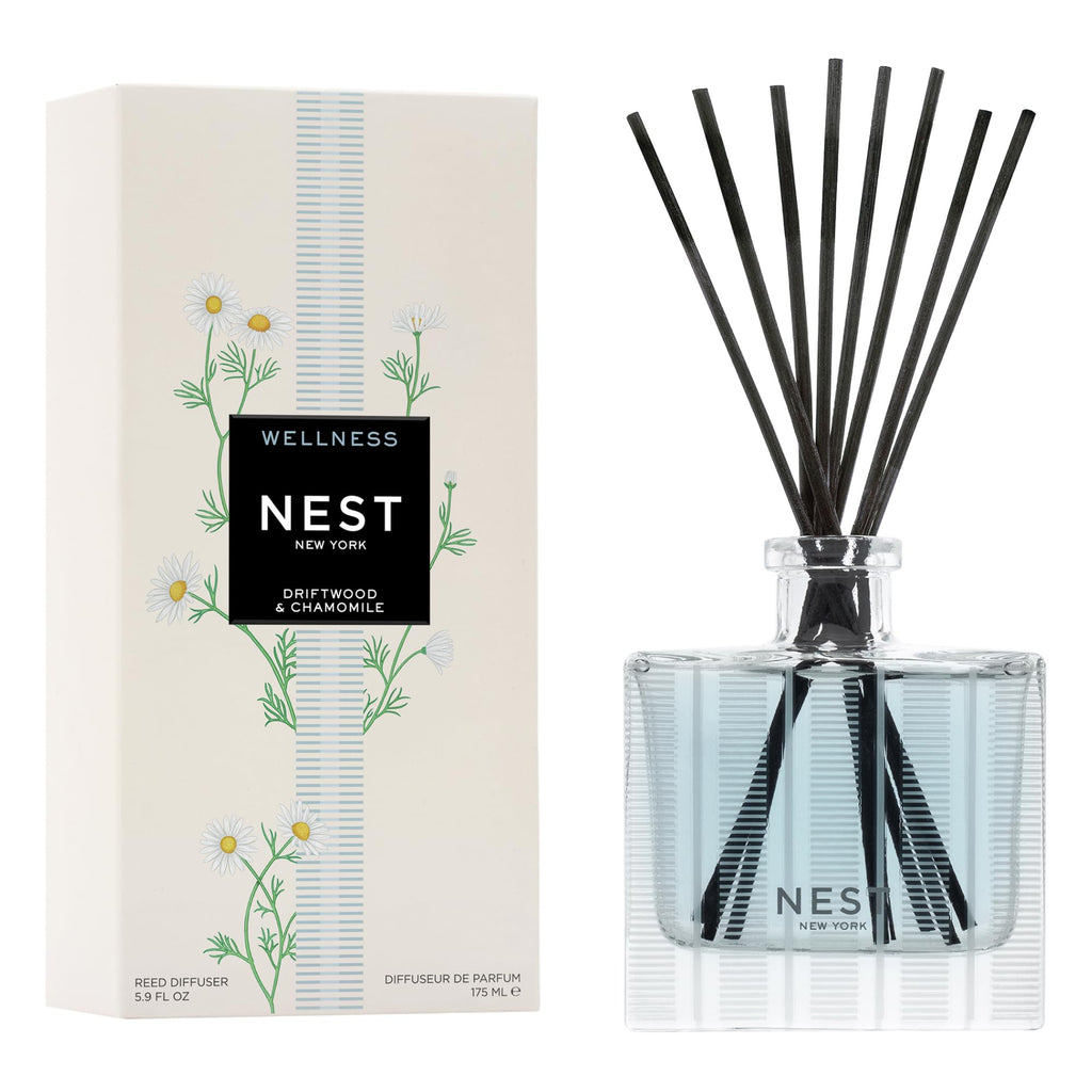 NEST New York Reed Diffuser, Wild Mint & Eucalyptus - 5.9 fl oz - Fragrance for Up to 90 Days - Reusable, Refillable Glass Holder - Includes 8 All-Natural Reed Sticks - Flame Free