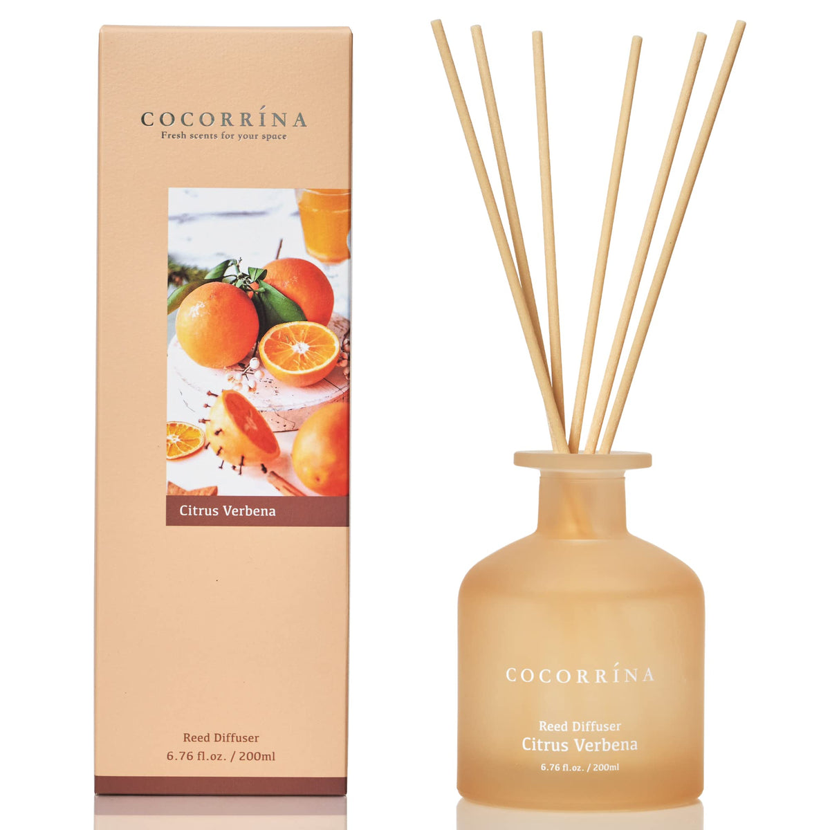 Cocorrína Reed Diffuser - White Lotus 6.76oz Diffuser with Sticks Home Fragrance Essential Oil Reed Diffuser for Home Bedroom Bathroom Shelf Decor Office Decor (Summer Collection)