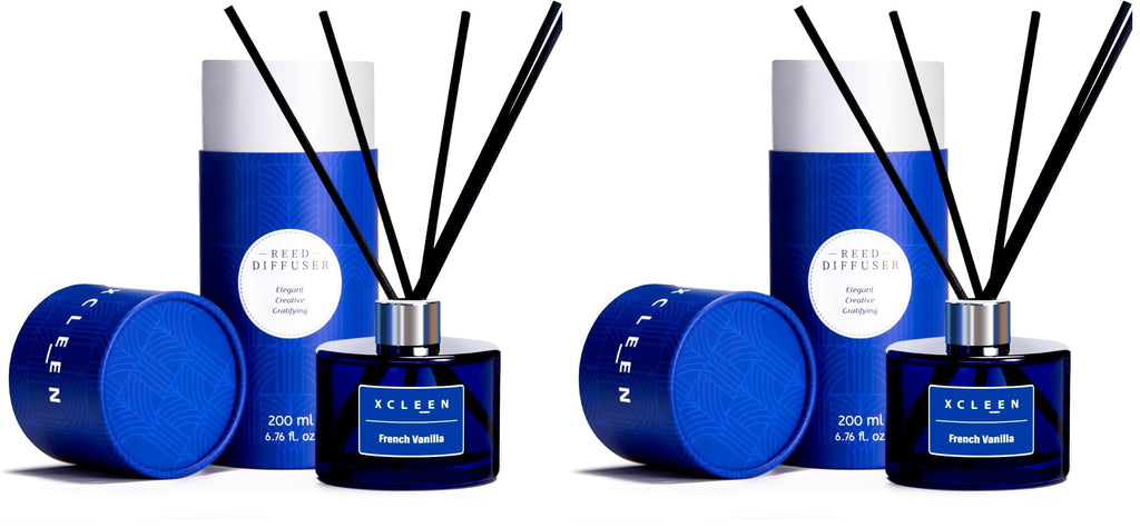 Xcleen Reed Diffusers Set, 3.7 Oz Scent Diffuser, 6 Reed Diffuser Sticks, Home Fragrance Hyacinth, Peony & Citrus, Aromatherapy Oil Diffuser Reeds, More Masculine Scent, Bathroom & Office Decor 110ml