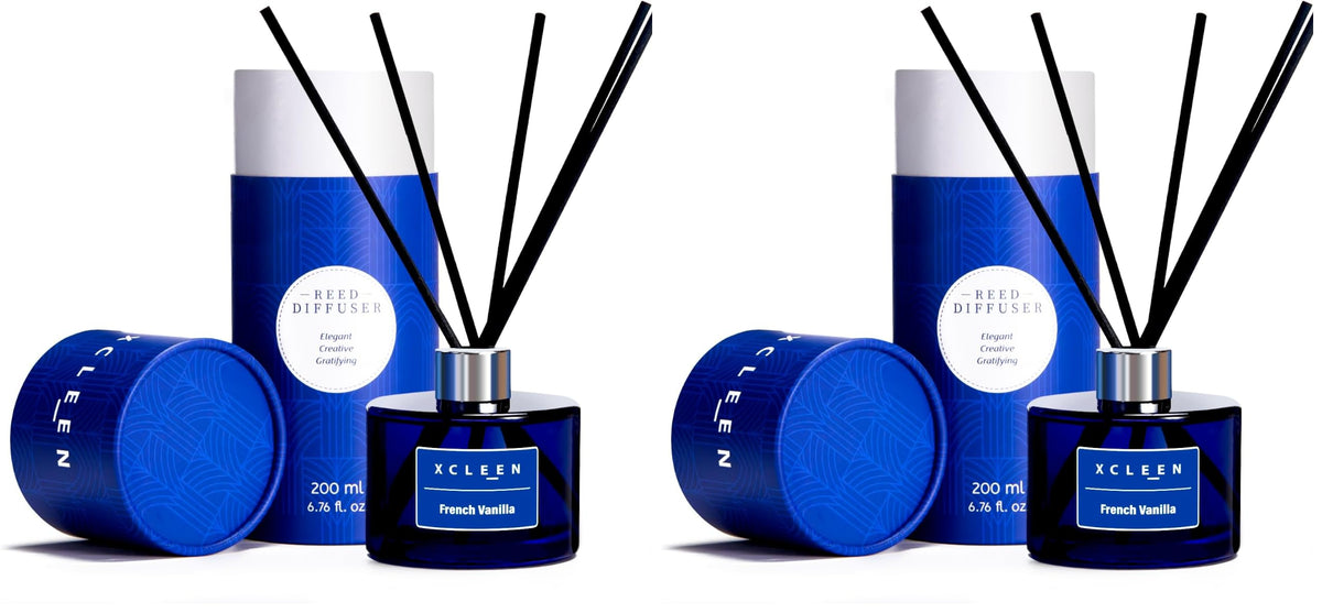 Xcleen Reed Diffusers Set, 3.7 Oz Scent Diffuser, 6 Reed Diffuser Sticks, Home Fragrance Hyacinth, Peony & Citrus, Aromatherapy Oil Diffuser Reeds, More Masculine Scent, Bathroom & Office Decor 110ml