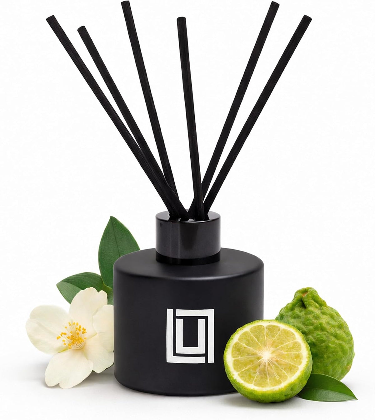 Lulu Candles | Reed Diffuser Set | Jasmine, Oud & Sandalwood | 6 Reed Sticks | Scent Diffuser for Bedroom Bathroom Living Room & Office - 4.2 FL Oz.