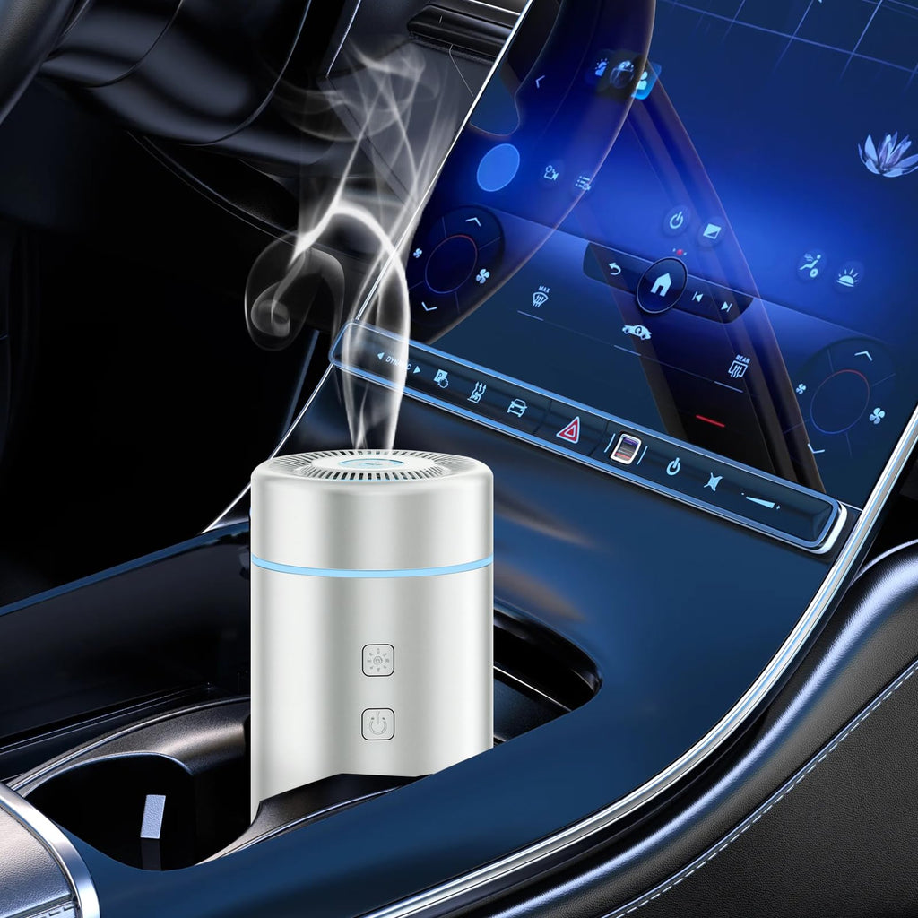 SEEDSEEL Car Aromatherapy Diffusers for Essential Oils，Mini USB Air Scent Small Humidifier with 7-LED Color Changing for Car Room Home Office Bedroom