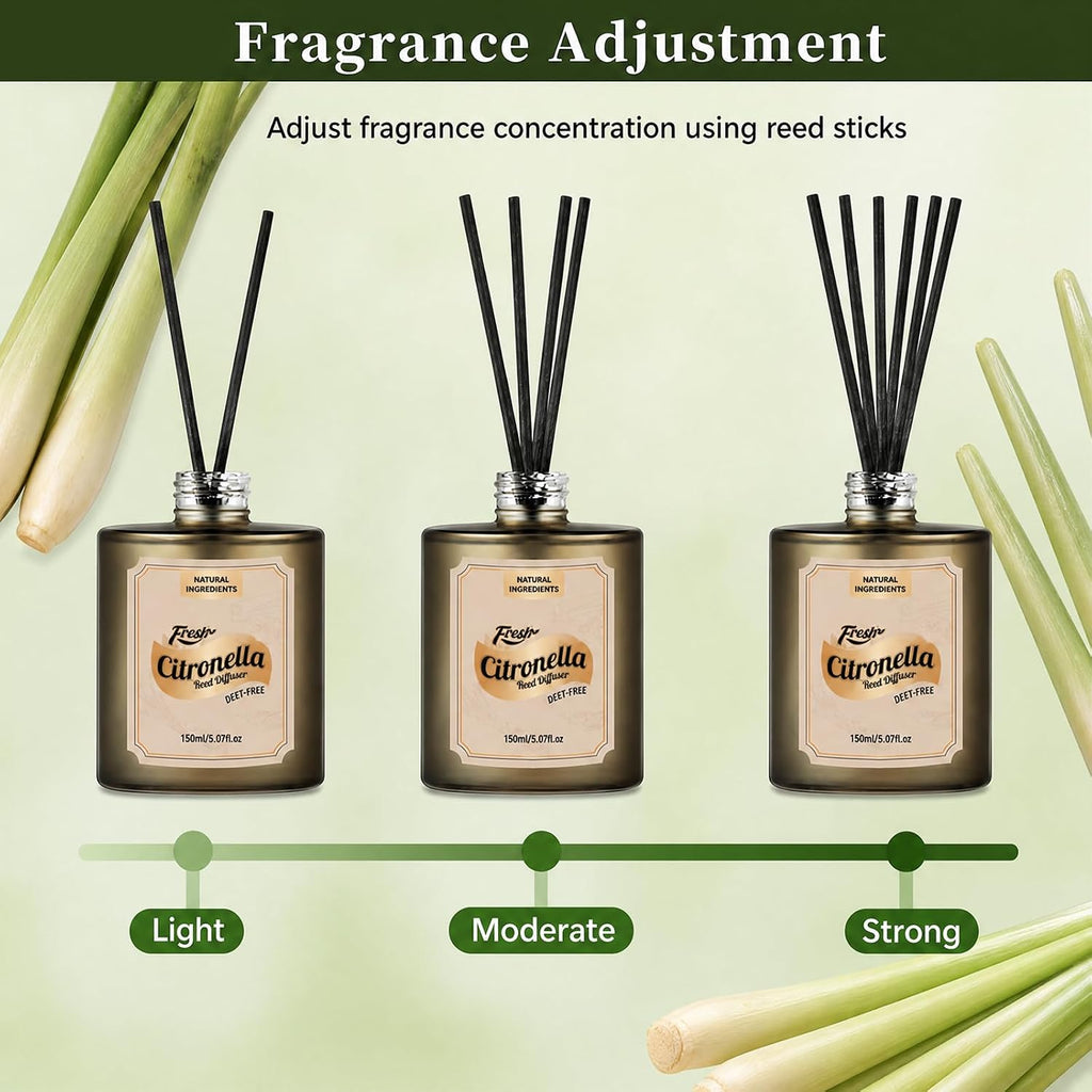 STRN Citronella Reed Diffuser Set, Lemongrass Scent Diffuser 300ML