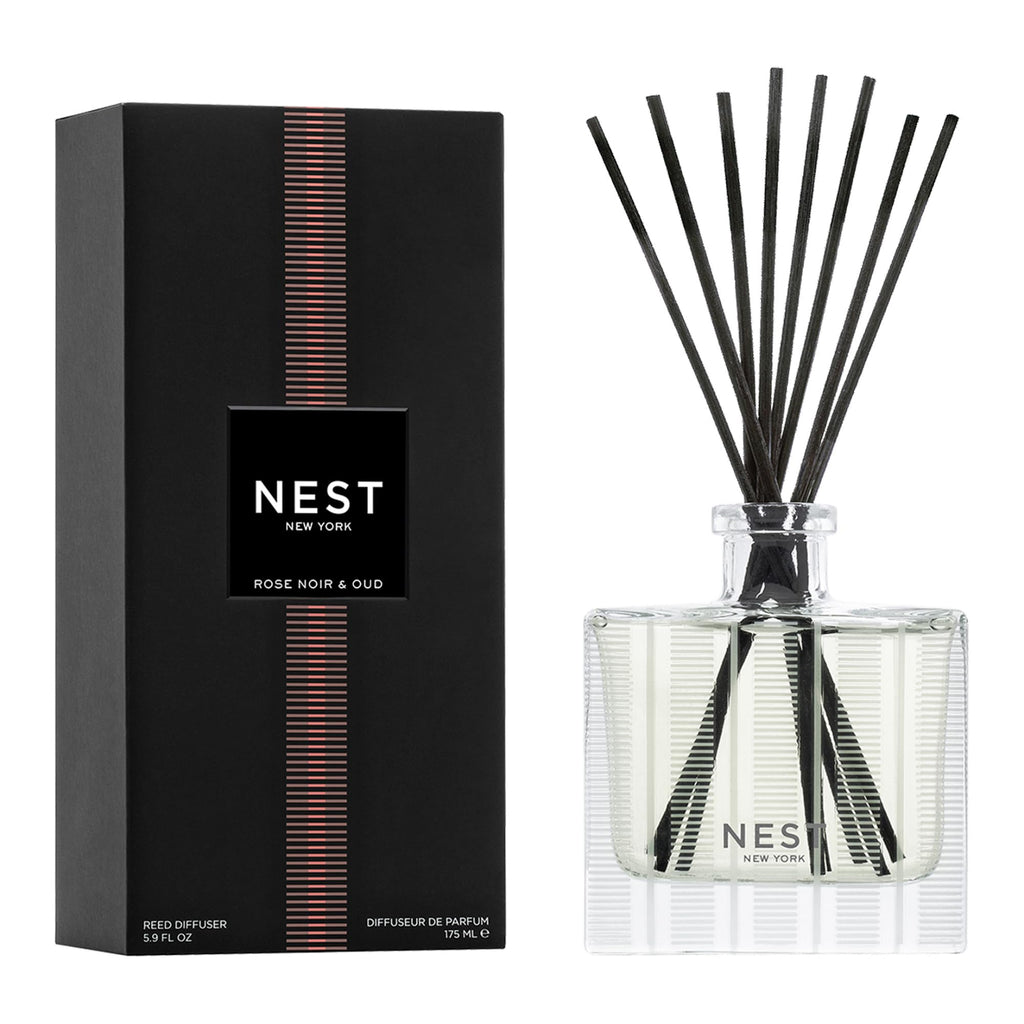 NEST New York Reed Diffuser, Bamboo - 5.9 fl oz - Fragrance for Up to 90 Days - Reusable, Refillable Glass Holder - Includes 8 All-Natural Reed Sticks - Flame Free