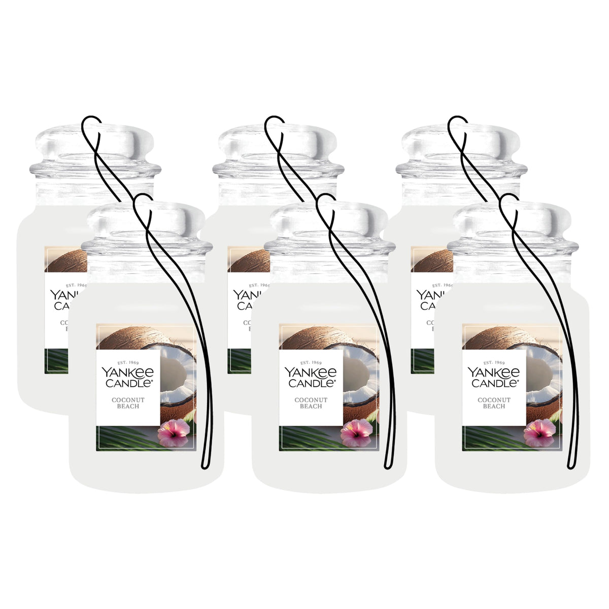 Yankee Candle Classic Paper Car Jar Air Freshener, Hanging Car Freshener, Long Lasting Car Fragrance, Midsummer’s Night (Pack of 6)