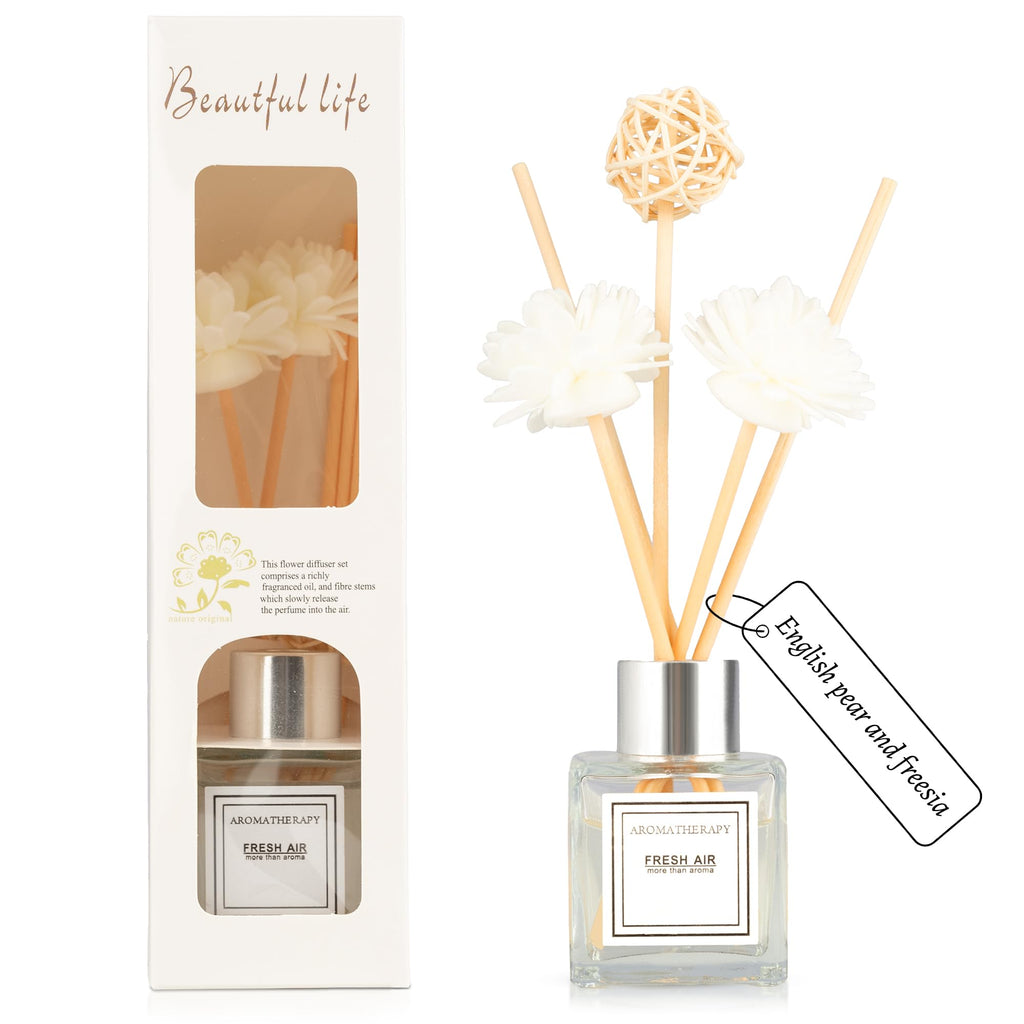 2PCS Reed Diffuser Set, 1.7 oz Scent Diffuser with Sticks, Jasmine Scent