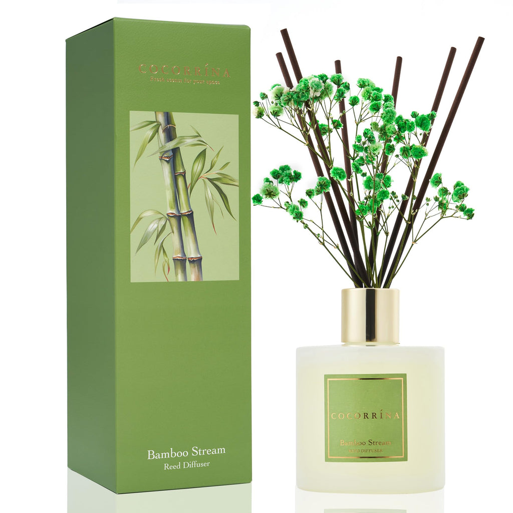 Cocorrína Reed Diffuser Sets- Eucalyptus & Moss Scented Diffuser with Sticks Home Fragrance Reed Diffuser for Bathroom Shelf Decor