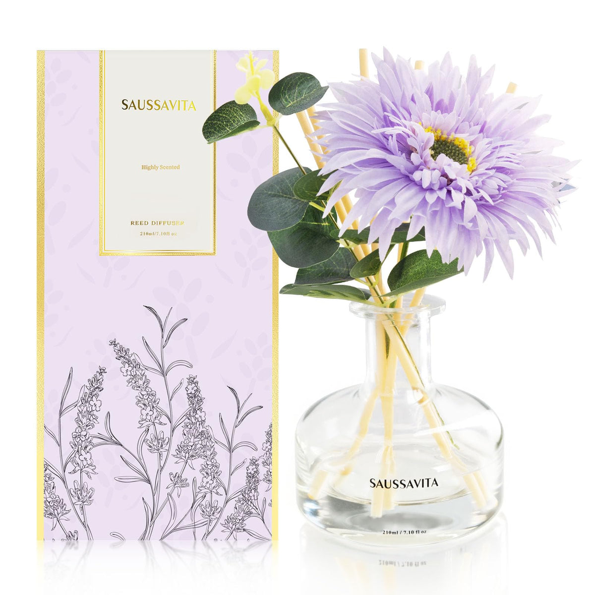 Reed Diffusers Set, 7.10 oz Flower Scented Diffuser with 7 Sticks, Long Lasting Home Fragrance for 120 Days, Perfect for Bathroom, Shelf Decor, Air Fresheners