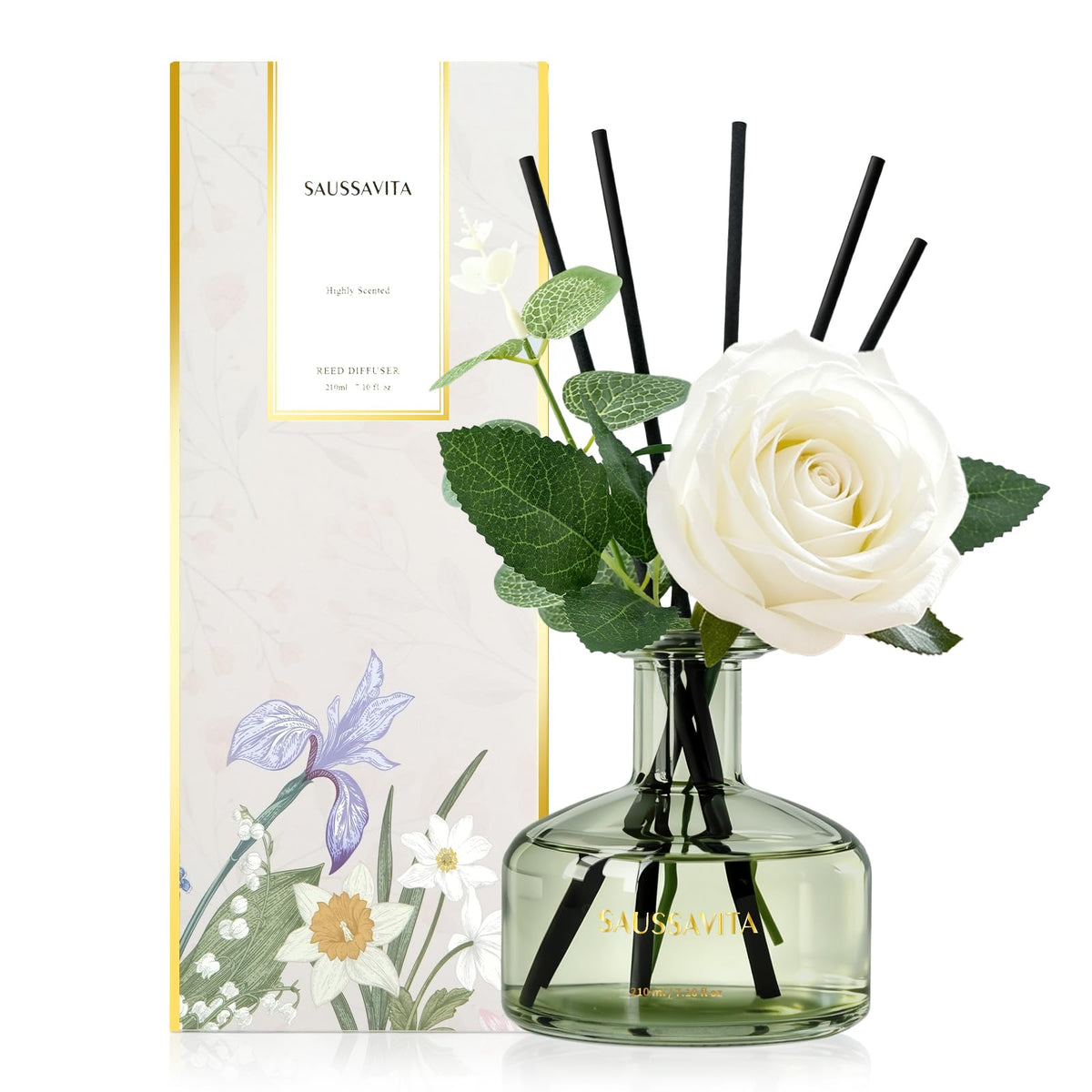 Reed Diffusers Set, 7.10 oz Flower Scented Diffuser with 7 Sticks, Long Lasting Home Fragrance for 120 Days, Perfect for Bathroom, Shelf Decor, Air Fresheners