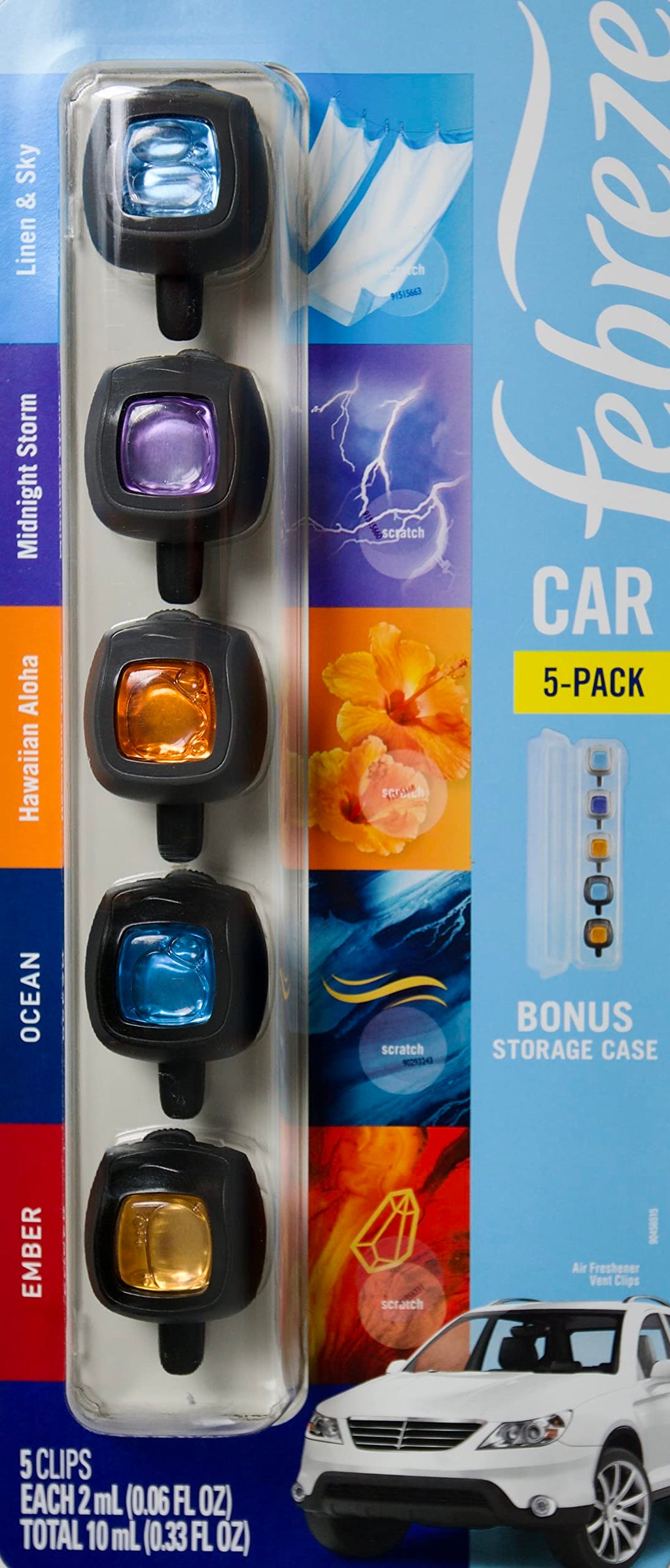 Febreze Car Air Freshener Vent Clip Platinum Ice Scent, .07 oz. Car Vent Clip, Pack of 4