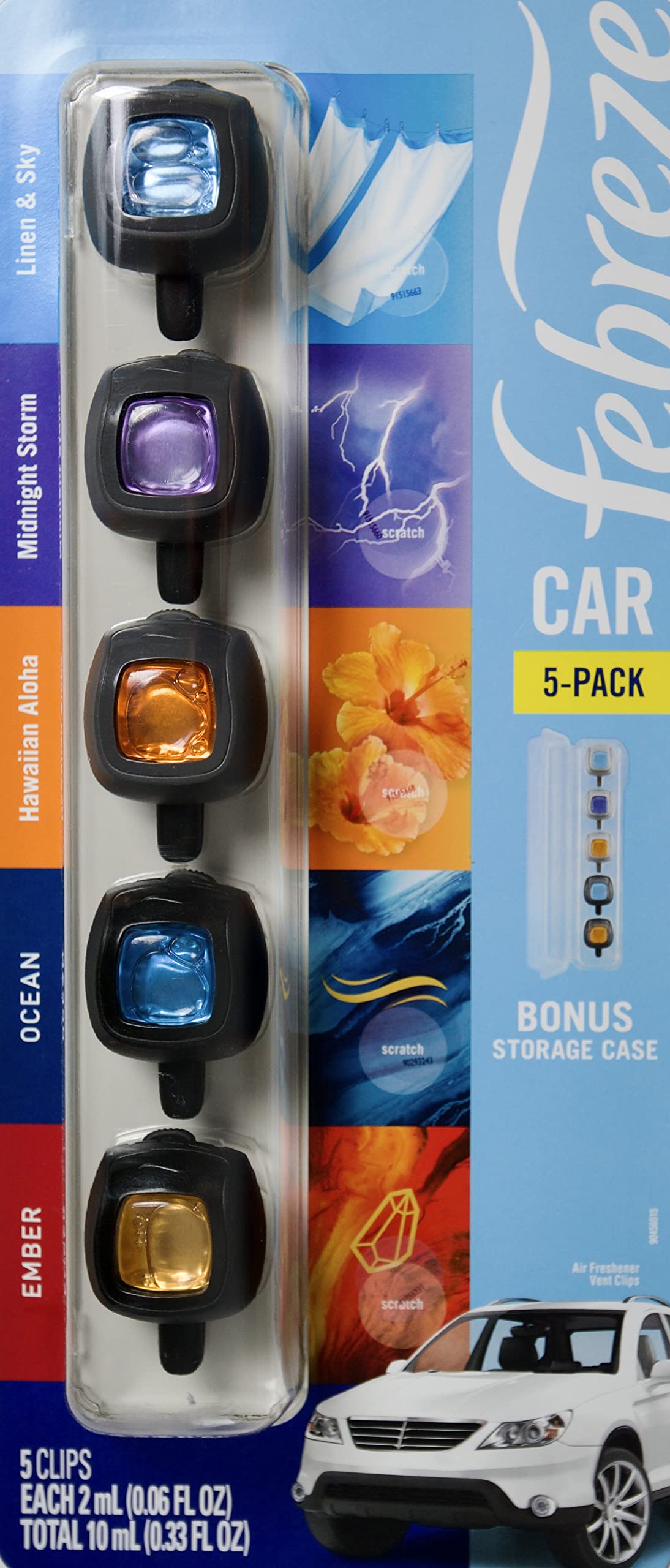 Febreze Car Air Freshener Vent Clip Platinum Ice Scent, .07 oz. Car Vent Clip, Pack of 4