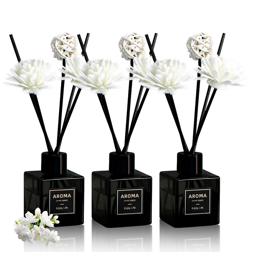 Reed Diffuser Set of 3,Lavender Scented Oil Diffuser with 15 Sticks,(50ml) x 3 Home Fragrance Reed Diffuser for Home Living Room Bedroom Bathroom Air Freshener