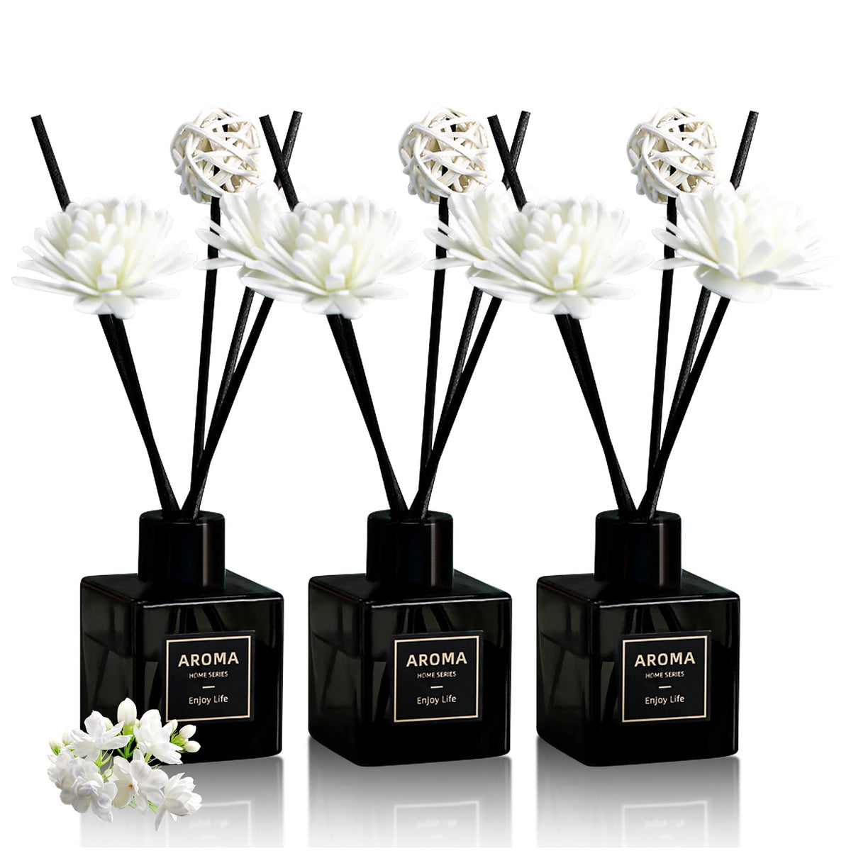 Reed Diffuser Set of 3,Lavender Scented Oil Diffuser with 15 Sticks,(50ml) x 3 Home Fragrance Reed Diffuser for Home Living Room Bedroom Bathroom Air Freshener