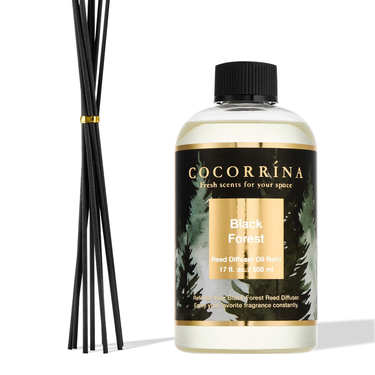 Cocorrína Reed Diffuser Refill Clean Linen 17oz (500ml) with 8 Rattan Sticks - Premium Long-Lasting Scented Oil, Home Fragrance for Bedroom, Bathroom Home Decor