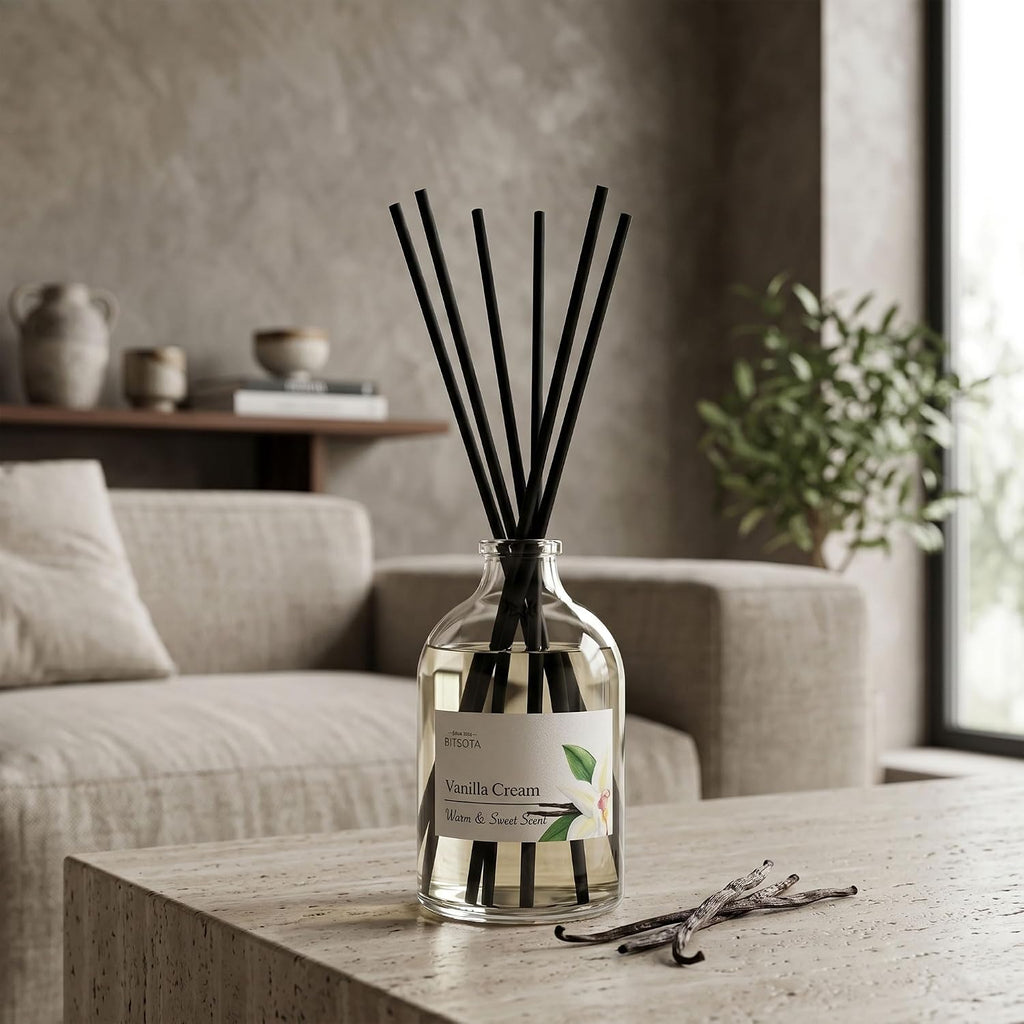 Reed Diffuser Set for Bathroom & Home, Long Lasting Essential Oil Aroma, Glass Bottle Home Fragrance with Sticks, Ideal Gift for Woman