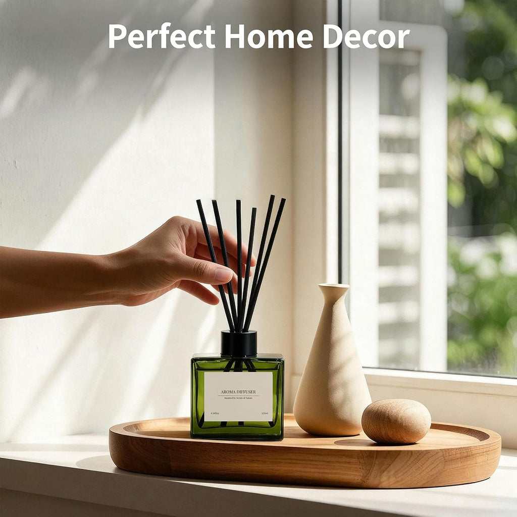 Reed Diffuser Set, 4 fl oz Jasmine Lily 2 Pack Scent Diffuser with 20 Sticks, 180 Days Long Lasting Elegant Home Fragrance for Bathroom Bedroom Office Decor Air Fresh