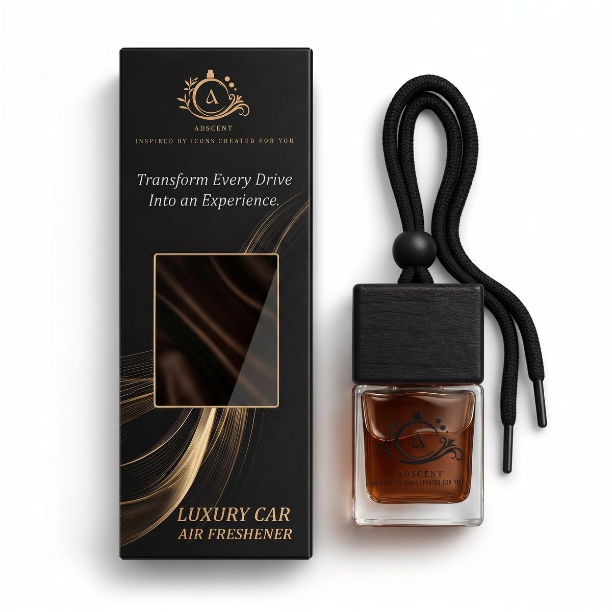 Roug-540 Luxury Car Air Freshener – Premium Hanging Diffuser, Long-Lasting Fragrance Oil, Elegant Glass Bottle with Leather Cap, Car Perfume for Men & Women (Up to 45 Days Freshness)