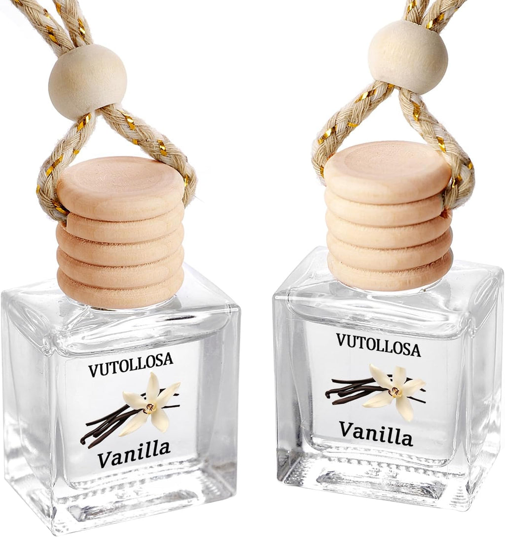 Car Air Freshener Hanging Vanilla 2 Pack,Essential Oils Diffuser Car Scents Decor Air Freshener,Long-Lasting Cute Car Accessories for Women & Men