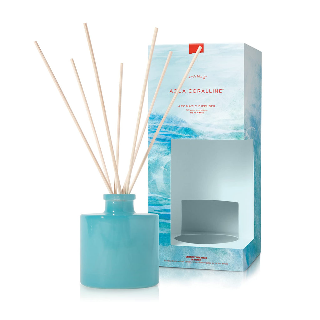 Thymes Petite Oil Reed Diffuser Set – Includes Reeds, Fragrance Oil & Glass Bottle – Luxury Scent Diffusers for Home Decor –Fresh Evergreen, Smoky Wood & Golden Amber (Noir Woods, 4 fl oz)