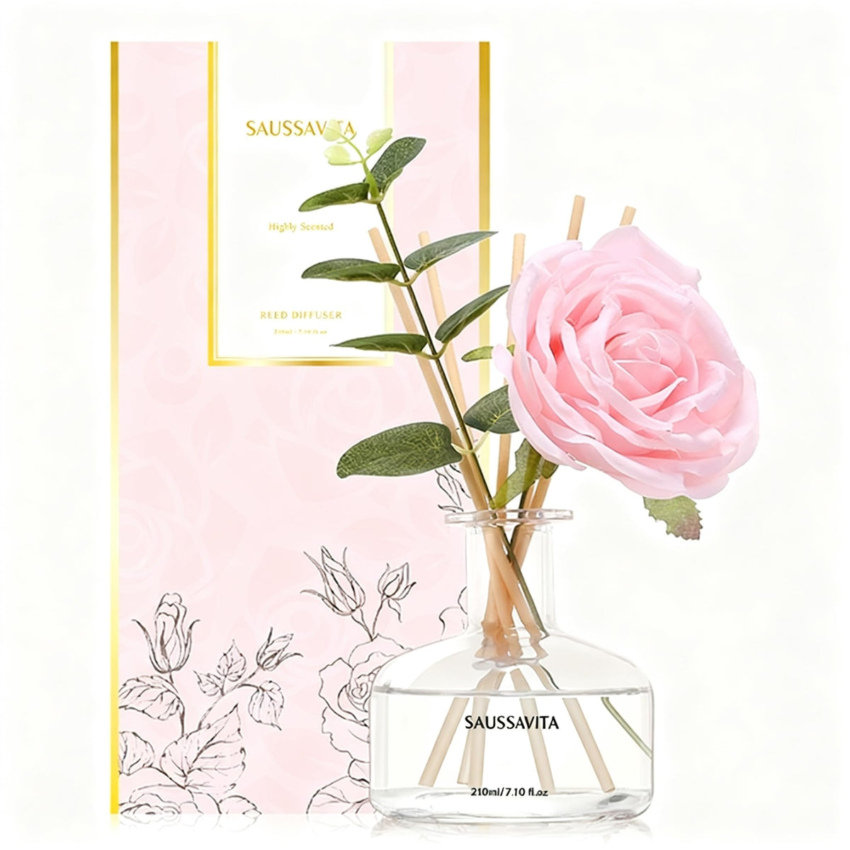 Reed Diffusers Set, 7.10 oz Flower Scented Diffuser with 7 Sticks, Long Lasting Home Fragrance for 120 Days, Perfect for Bathroom, Shelf Decor, Air Fresheners