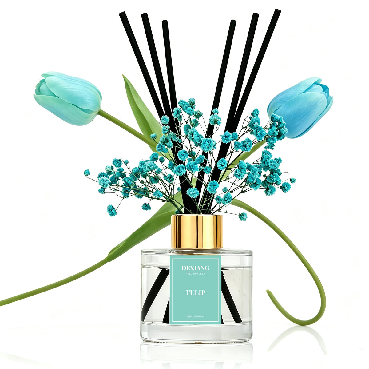 Reed Diffuser Set,3.38 fl oz (100 ml) - Lemon Verbena Oil Diffusers with 6 Reed Sticks for Bathroom Shelf Decor