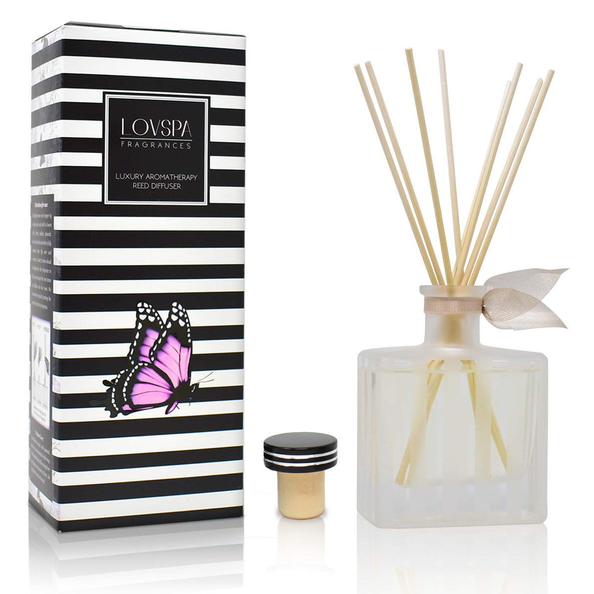 Reed Diffuser Set, Pumpkin Vanilla Chai Scented Oil Diffuser with Sticks, Home Fragrance Accessories for Bathroom Shelf Decor, Aroma Diffusers for Home or Office Fall Decor, USA Made