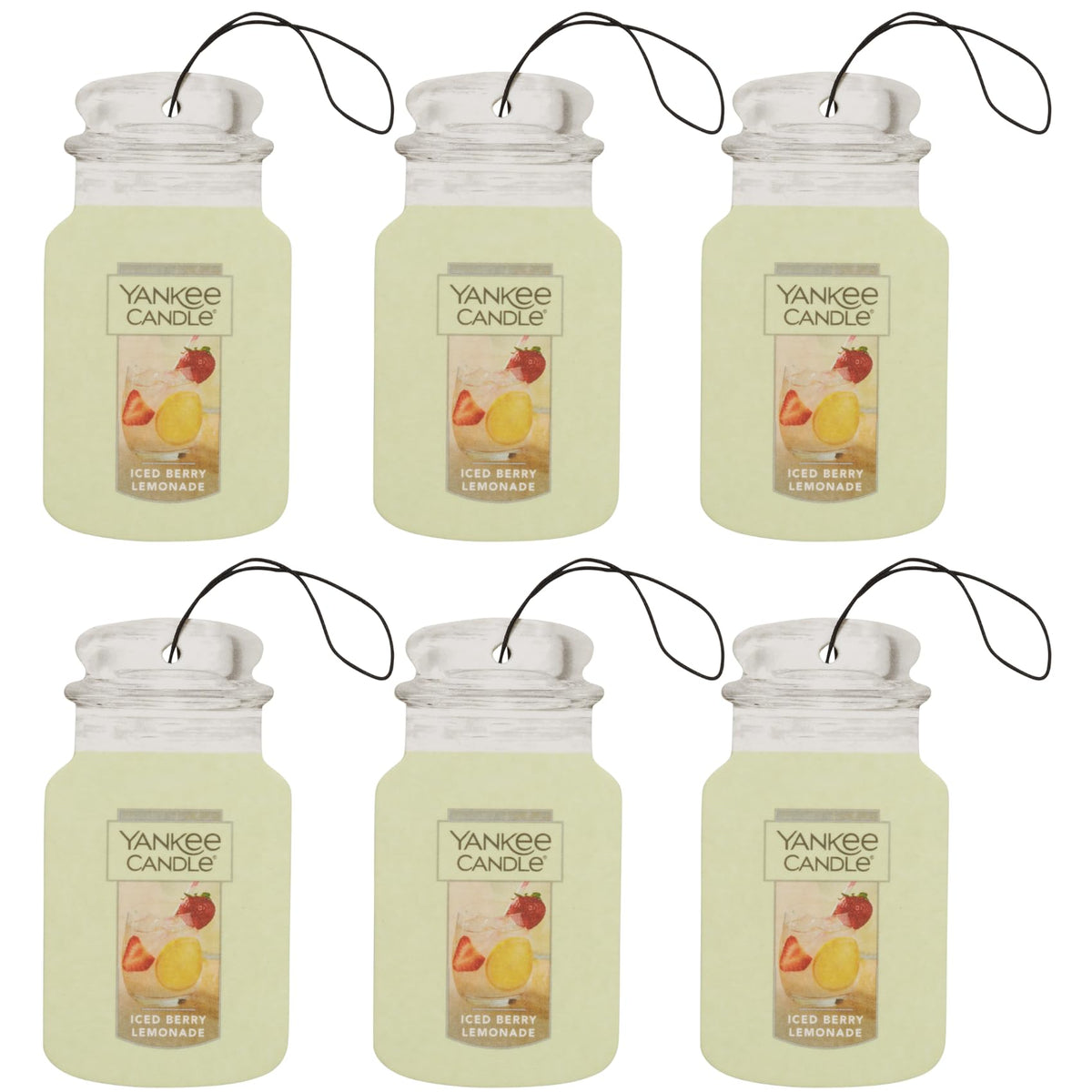 Yankee Candle Classic Paper Car Jar Air Freshener, Hanging Car Freshener, Long Lasting Car Fragrance, Midsummer’s Night (Pack of 6)