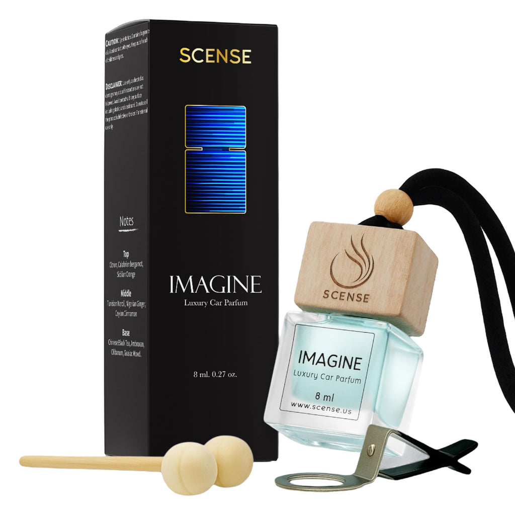 IMAGINE Luxury Car Air Freshener for Men | Perfume Style Car Fragrance Diffuser & Vent Clip | Odor Eliminator Fresh Car Smell Long Lasting Scent Refillable | Premium Car Scent by SCENSE