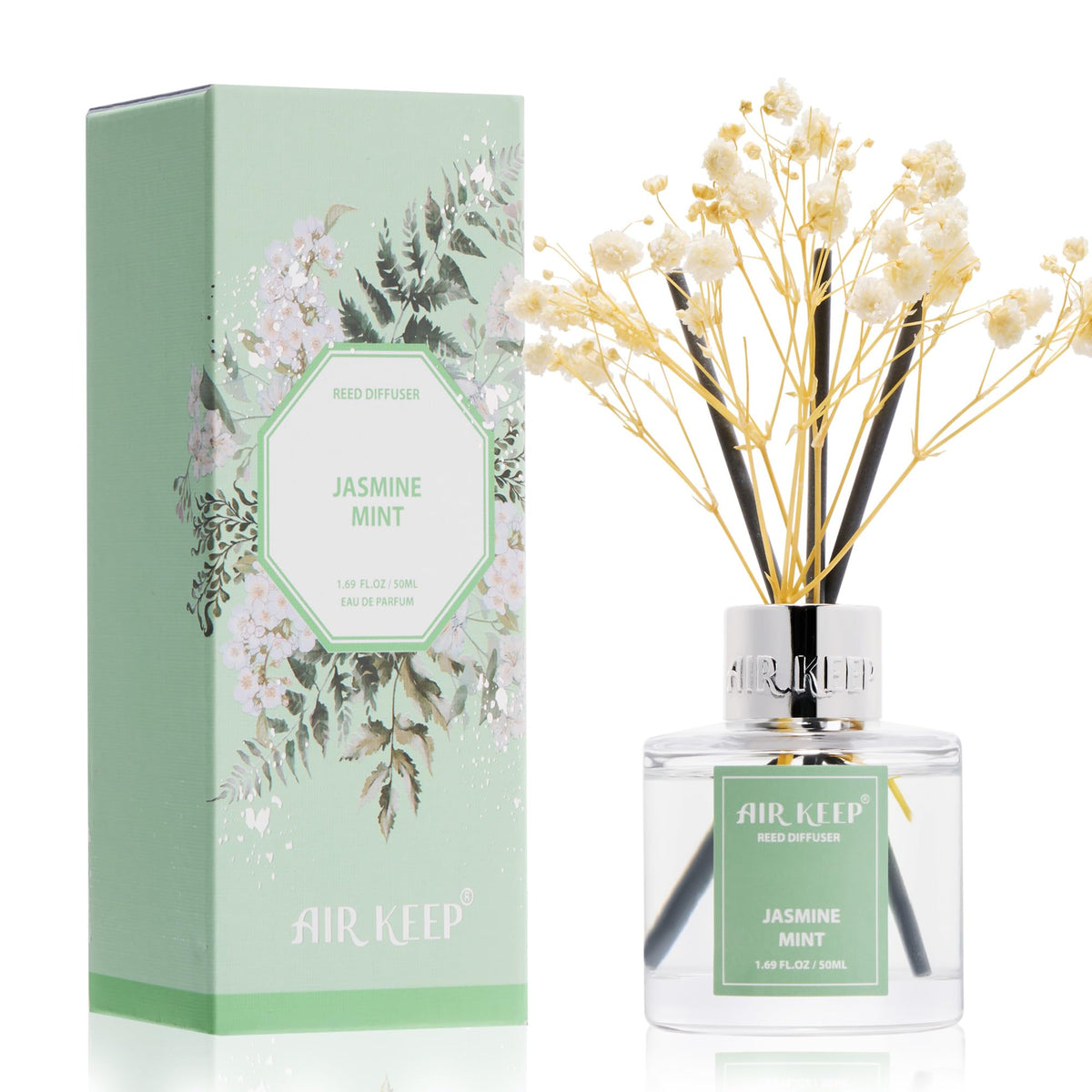 Airkeep Reed Diffuser Set,3.38 fl oz (100 ml) - Clean Linen Oil Diffusers with 8 Reed Sticks,Home Fragrance Reed Diffuser for Bathroom Shelf Decor