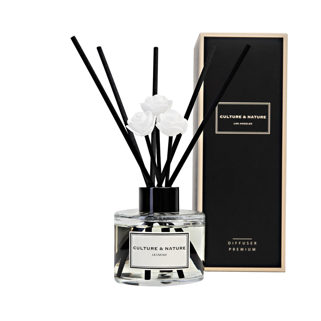 CULTURE & NATURE Reed Diffuser Set 6.7oz (200ml) Black Rose Scented Diffuser with Sticks Home Fragrance Reed Diffuser for Bathroom Shelf Decor
