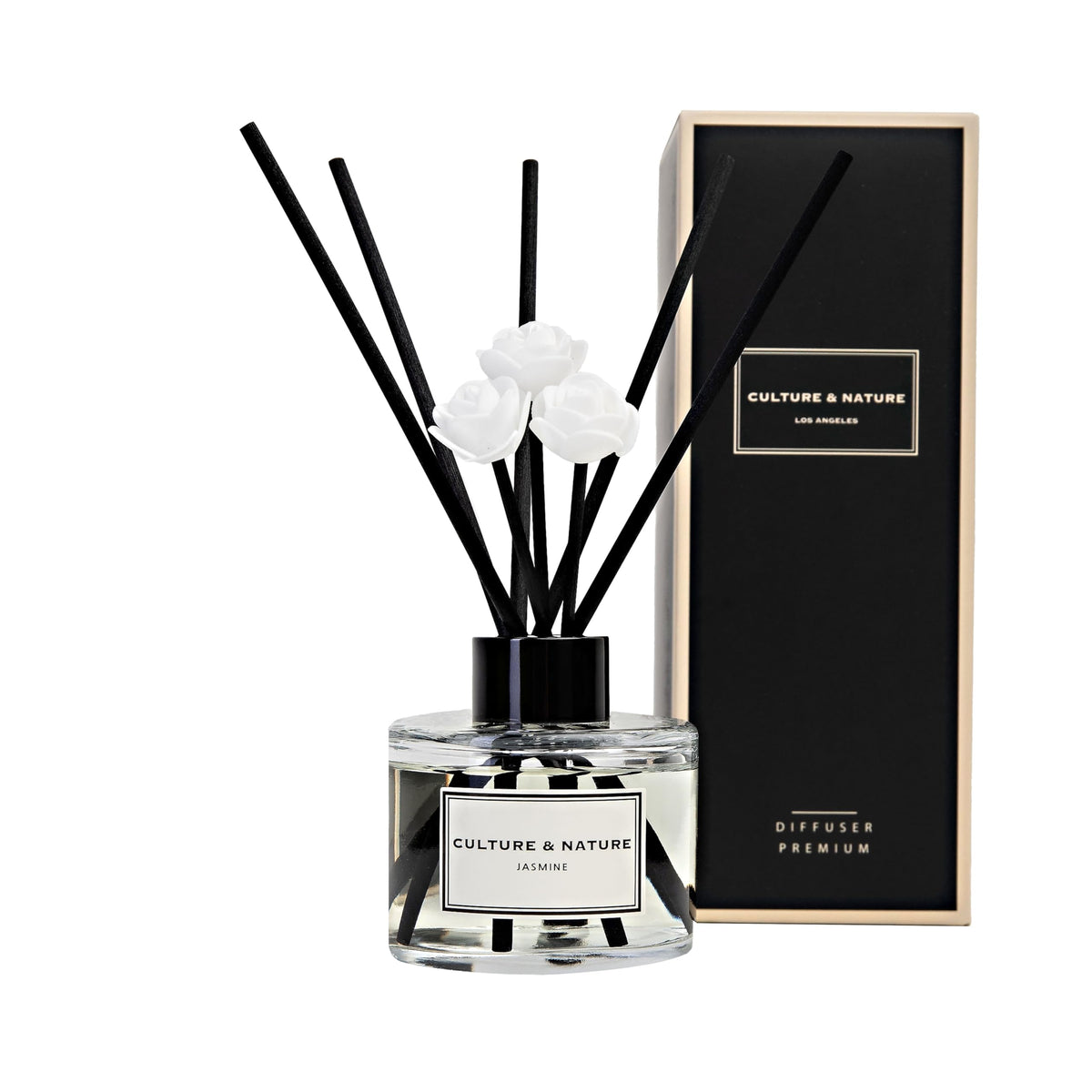 CULTURE & NATURE Reed Diffuser Set 6.7oz (200ml) Black Rose Scented Diffuser with Sticks Home Fragrance Reed Diffuser for Bathroom Shelf Decor