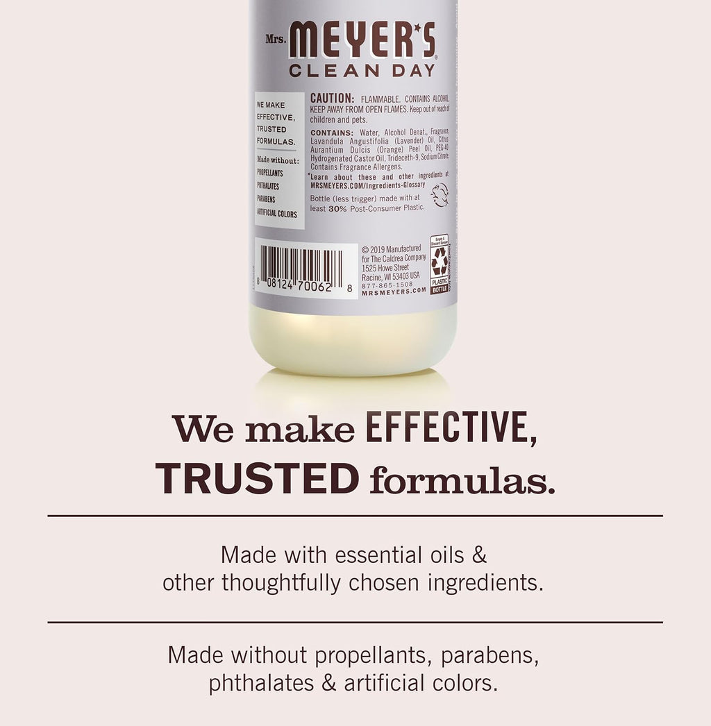 MRS. MEYER'S CLEAN DAY Room and Air Freshener Spray, Non-Aerosol Spray Bottle Infused with Essential Oils, Lavender, 8 fl. oz