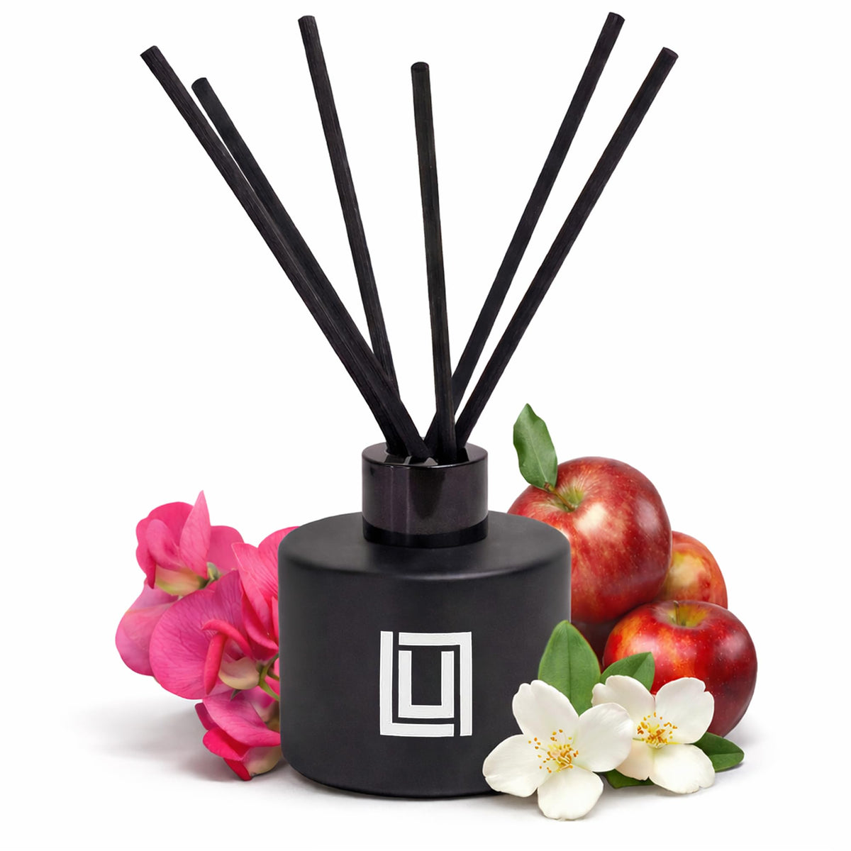 Lulu Candles | Reed Diffuser Set | Jasmine, Oud & Sandalwood | 6 Reed Sticks | Scent Diffuser for Bedroom Bathroom Living Room & Office - 4.2 FL Oz.