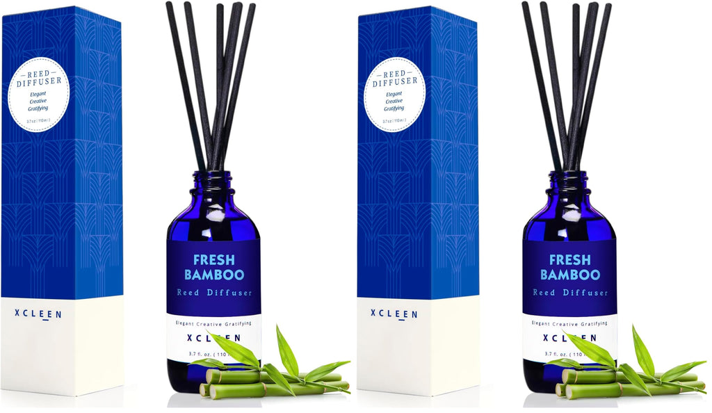 Xcleen Reed Diffusers Set, 3.7 Oz Scent Diffuser, 6 Reed Diffuser Sticks, Home Fragrance Hyacinth, Peony & Citrus, Aromatherapy Oil Diffuser Reeds, More Masculine Scent, Bathroom & Office Decor 110ml