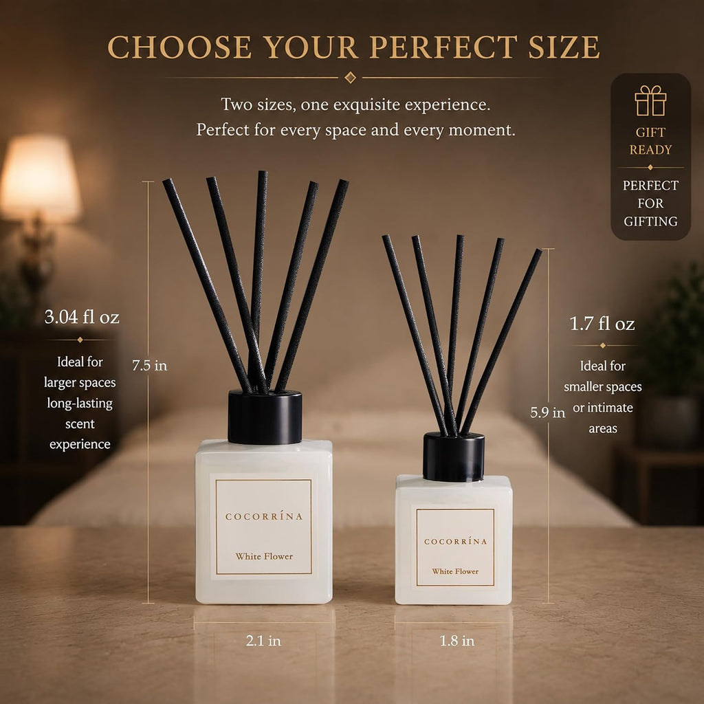COCORRÍNA Hotel Collection Reed Diffuser Set, 3.04 fl oz Trio, Mahogany Teakwood, White Flower & White Tea, Home Fragrance for Bathroom, Bedroom, Entryway & Office